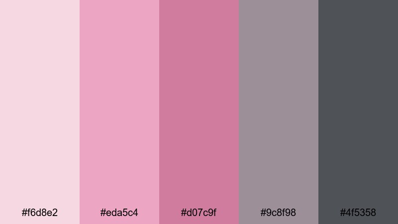 concrete rose branding pink gray color palette with hex codes