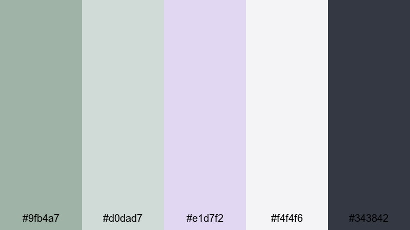concrete sage contrast green lavender color palette with hex codes