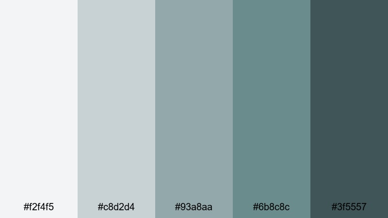 concrete tide serenity gray turquoise color palette with hex codes