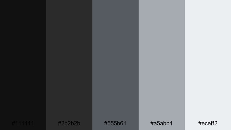 concrete workspace glow black gray color palette with hex codes