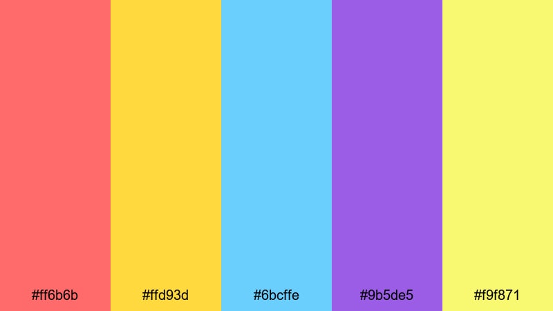 confetti carnival burst fun color palette with hex codes