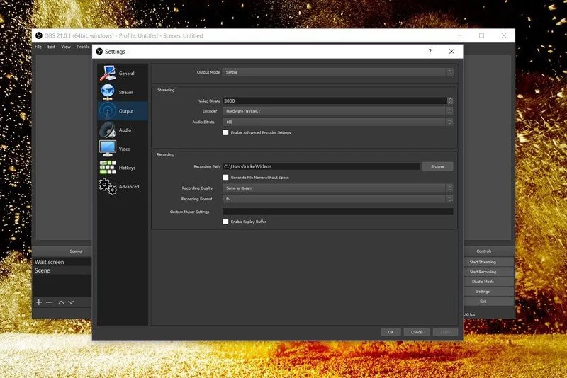 configuración de obs studio