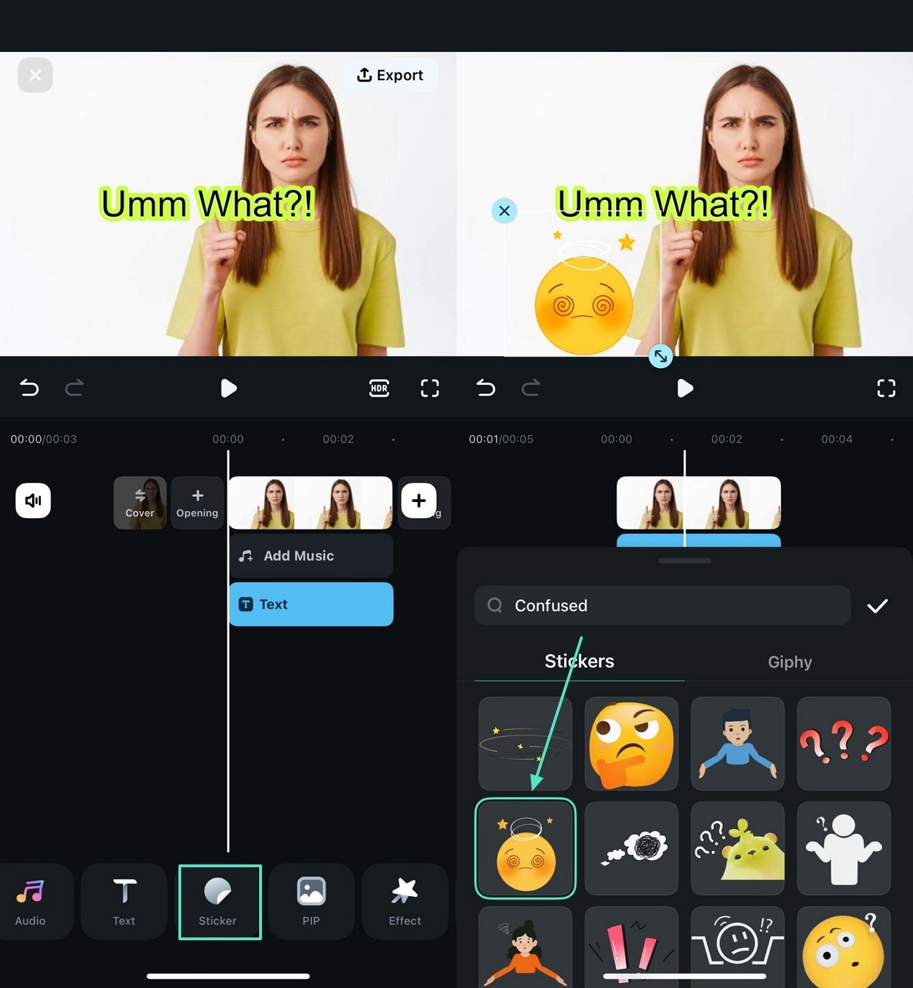 add confused stickers