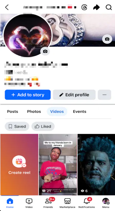 facebook profile page