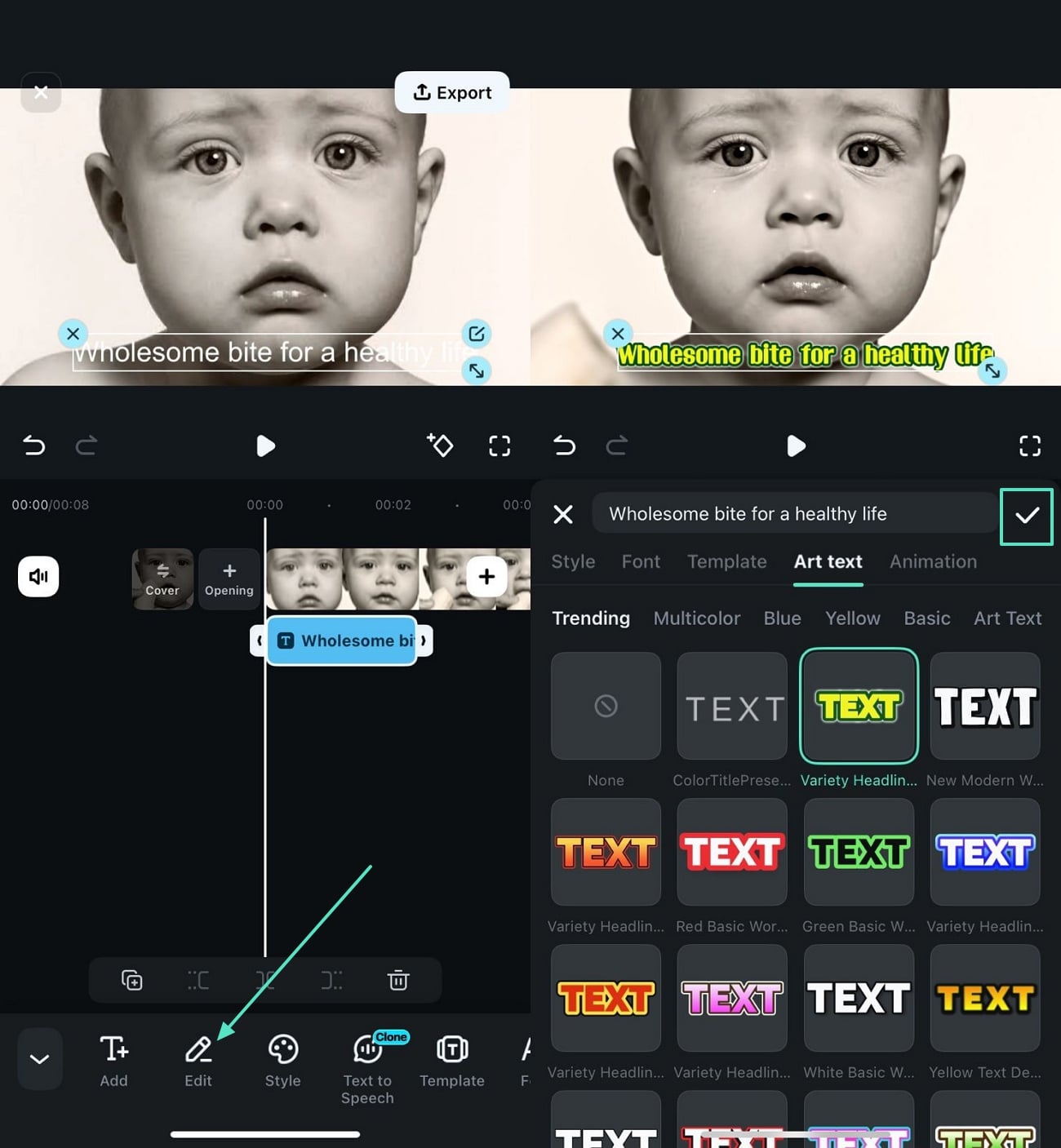 use art text filmora app