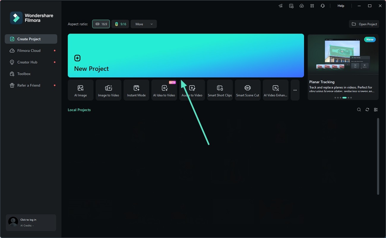 create new project filmora
