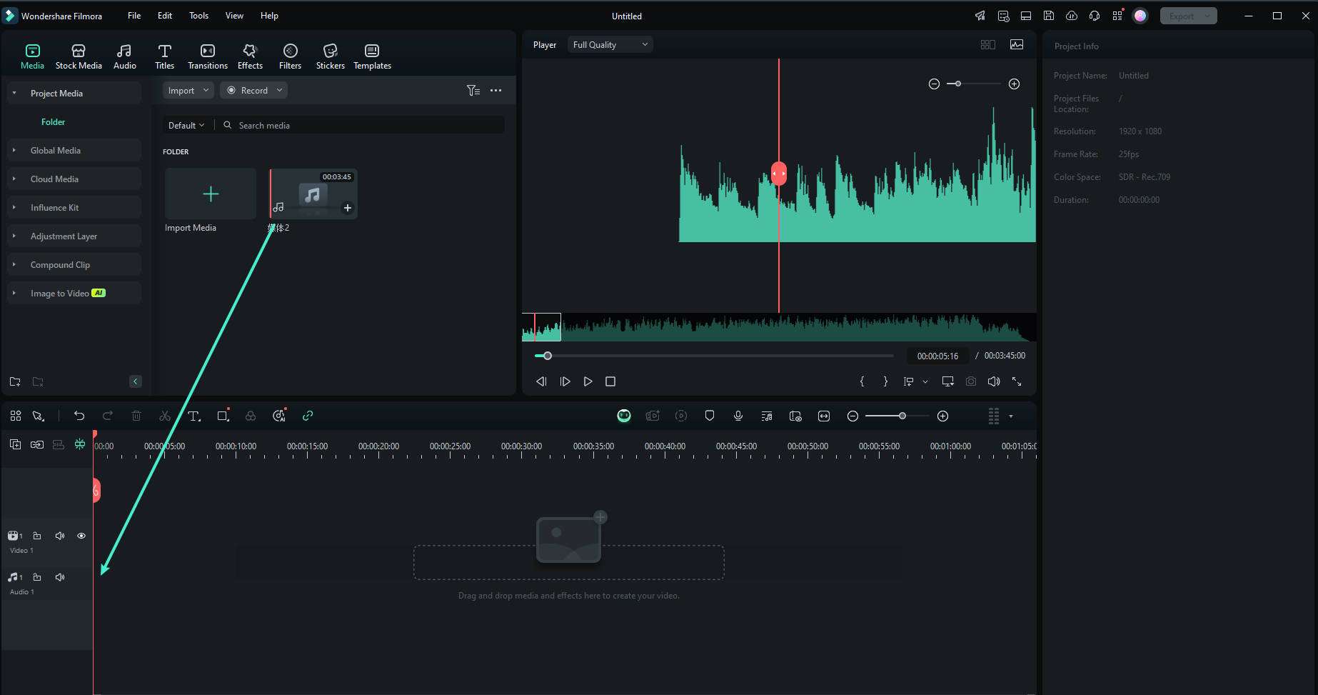 drag the mp3 file from the media library 