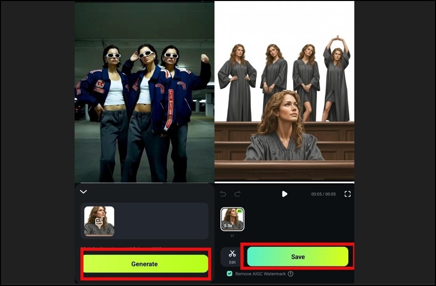 generating and saving clip