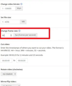 setting frame rate for output to 60