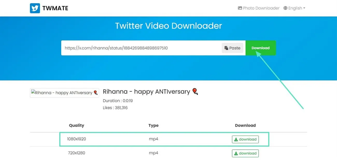 download twitter video twmate