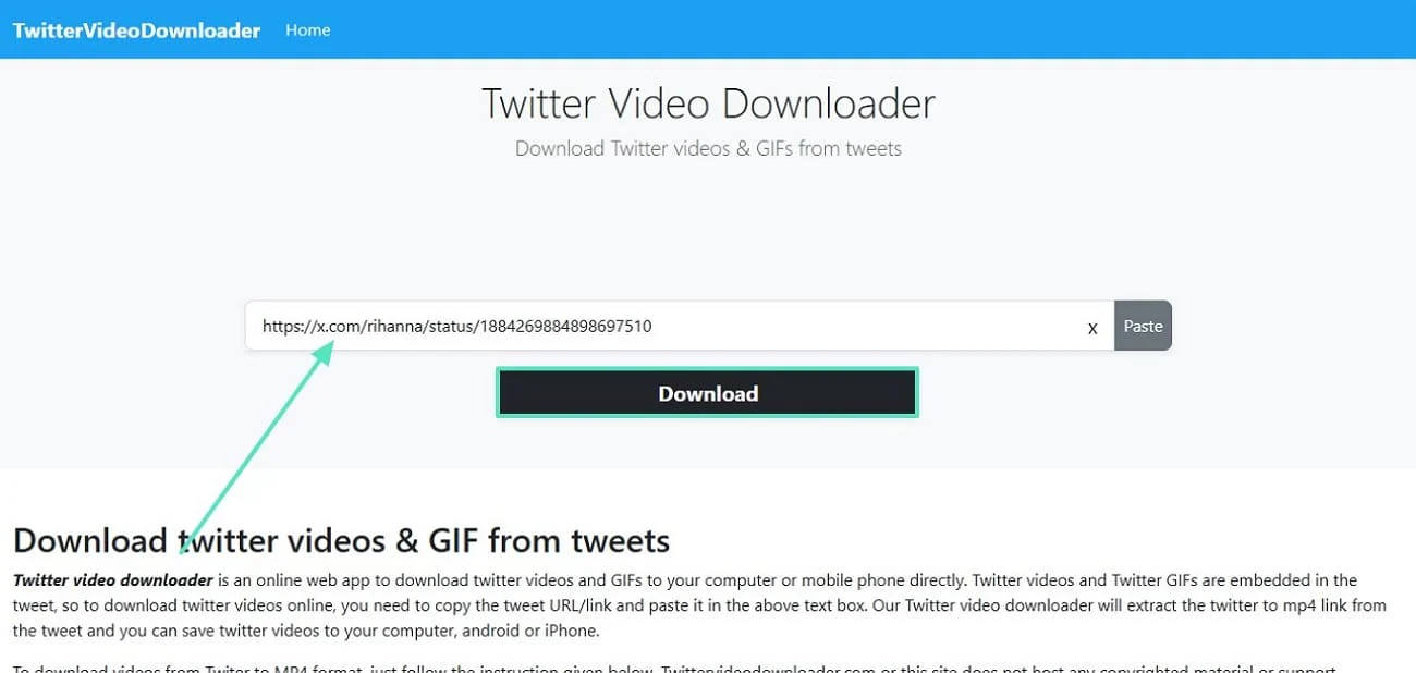 attach url on twitter video downloader