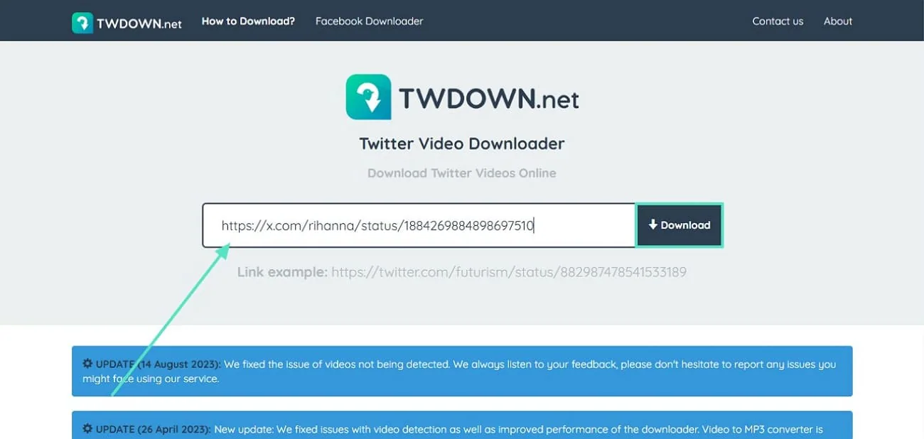 paste video URL twdownnet