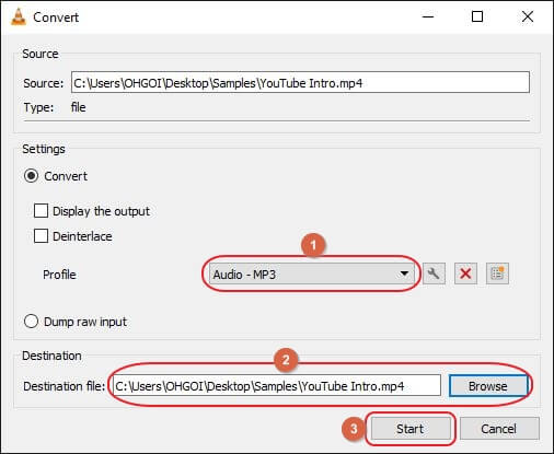  convert video to mp3 in VLC