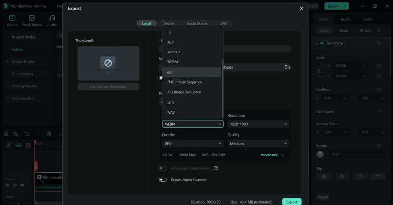 wondershare filmora webm to gif converter