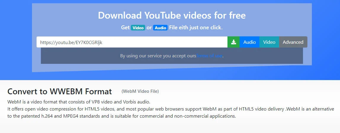 Vidéo YouTube vers WebM avec Convert4US