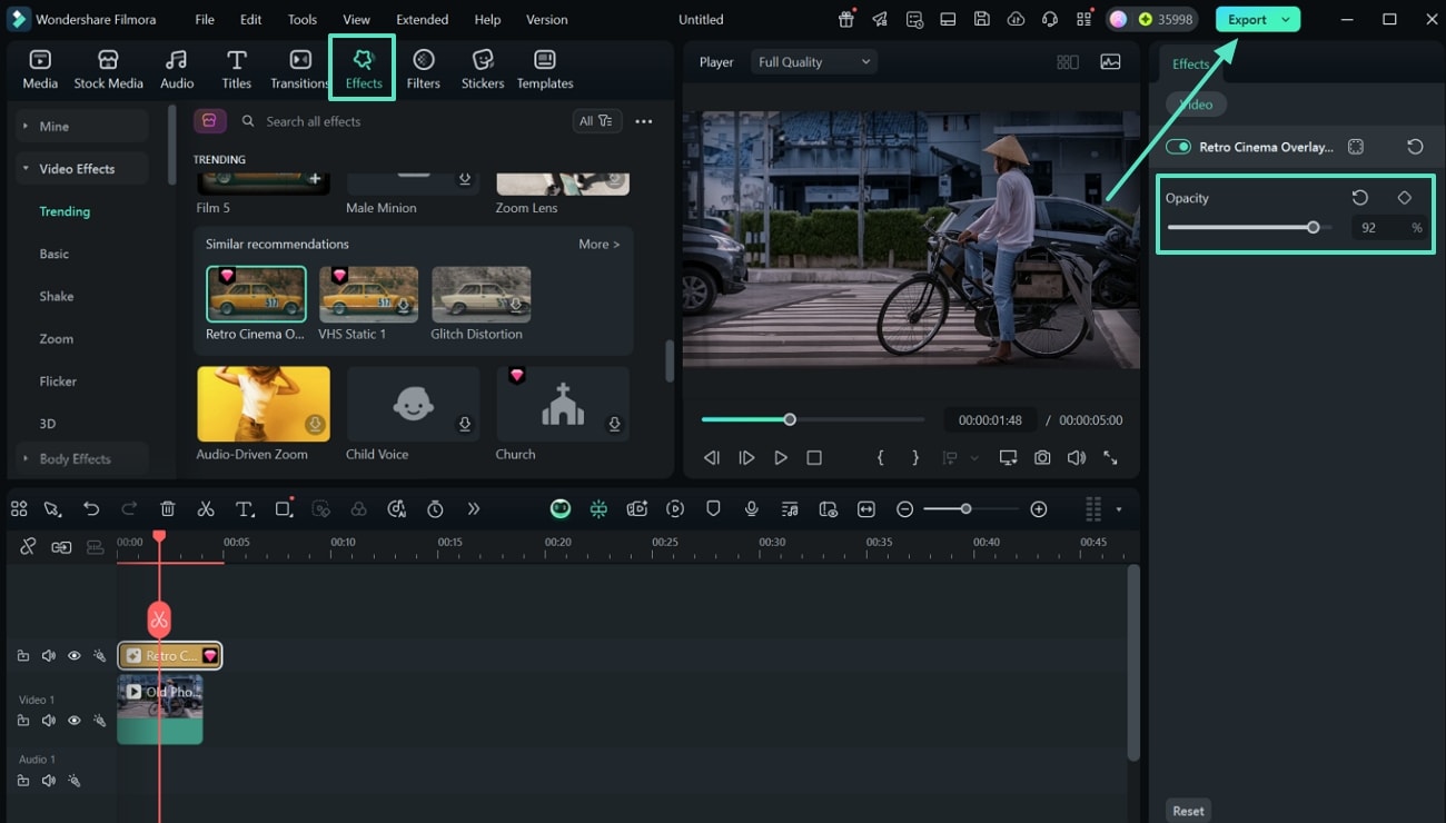 add effects and adjust opacity