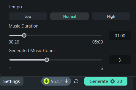 adjust the ai music settings