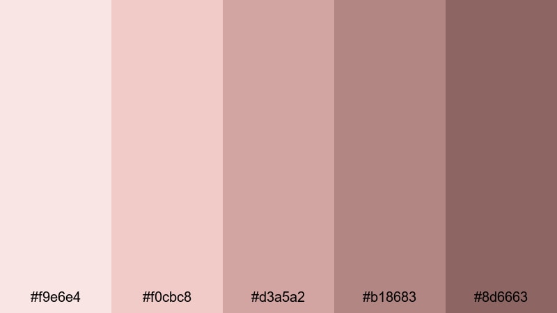cool rose undertone skin color palette with hex codes