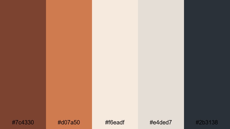 copper loft minimal chestnut color palette with hex codes