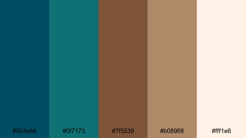 copper patina woods teal brown color palette with hex codes