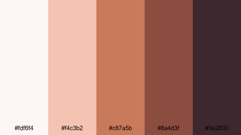 copper rose wedding copper color palette with hex codes