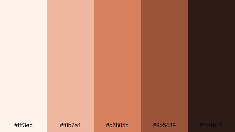 copper sunset frames metallic color palette with hex codes