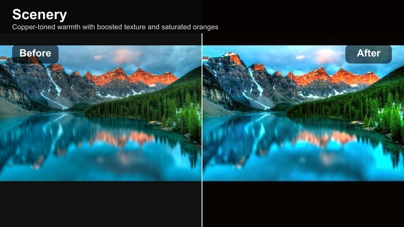 Warm copper-toned trail at sunset with vivid oranges