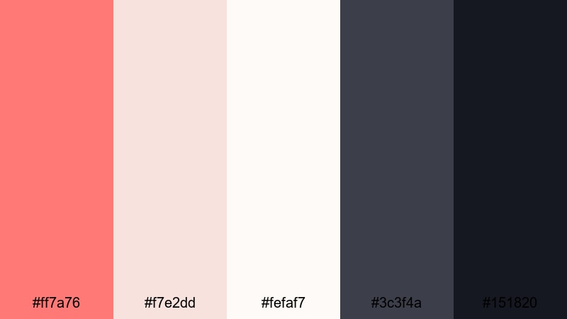 coral and charcoal minimal coral pink color palette with hex codes