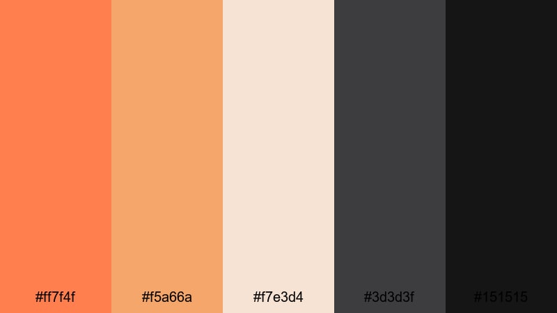 coral charcoal contrast coral orange color palette with hex codes