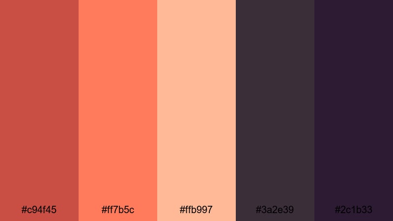 coral desert sunset dark coral color palette with hex codes