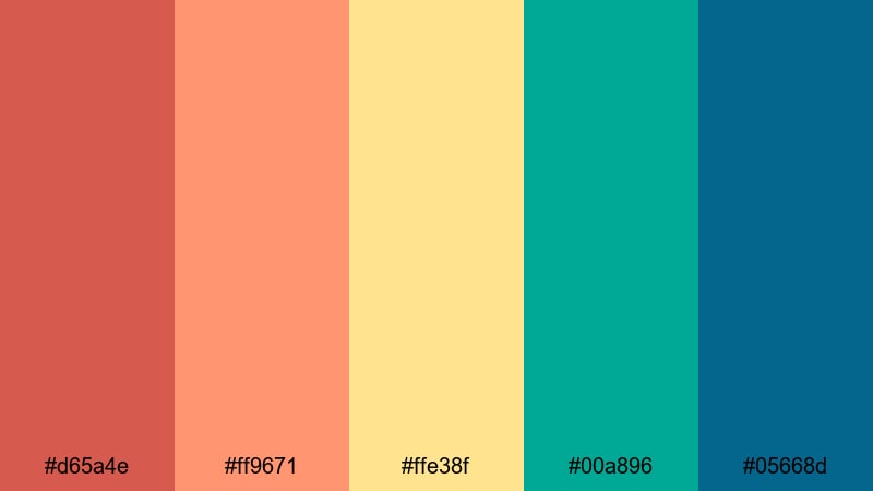 coral island getaway dark coral color palette with hex codes