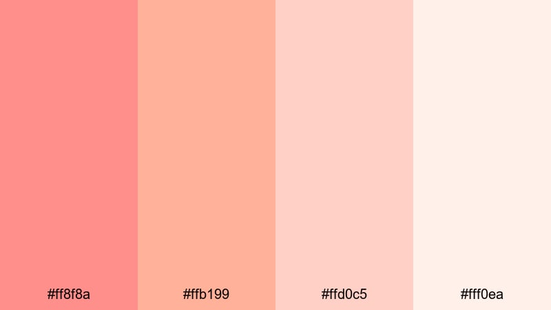 coral lace romance orange pink color palette with hex codes