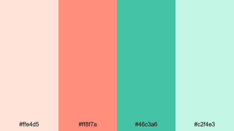 coral mint daydream coral green color palette with hex codes