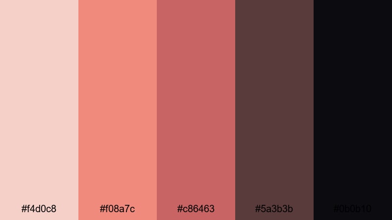 coral noir montage light coral color palette with hex codes