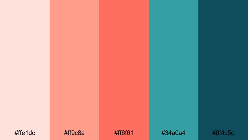 coral pier glow coastal color palette with hex codes