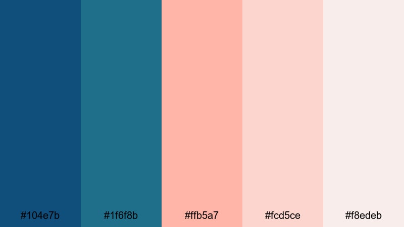 coral reef dusk blue coral color palette with hex codes