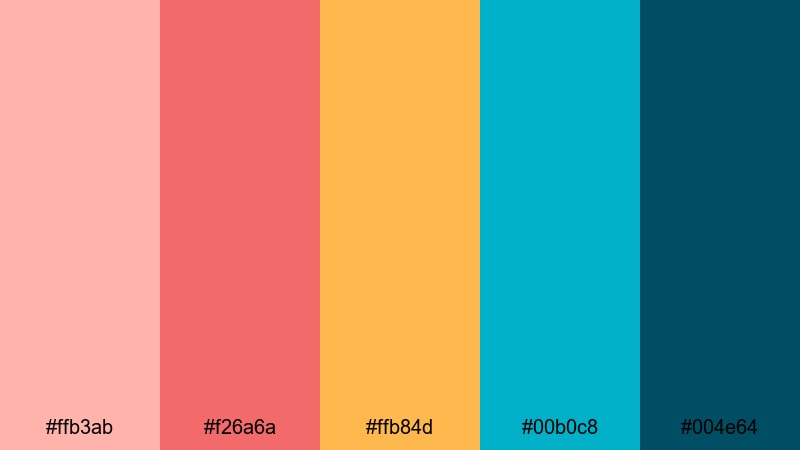 coral reef fiesta light coral color palette with hex codes