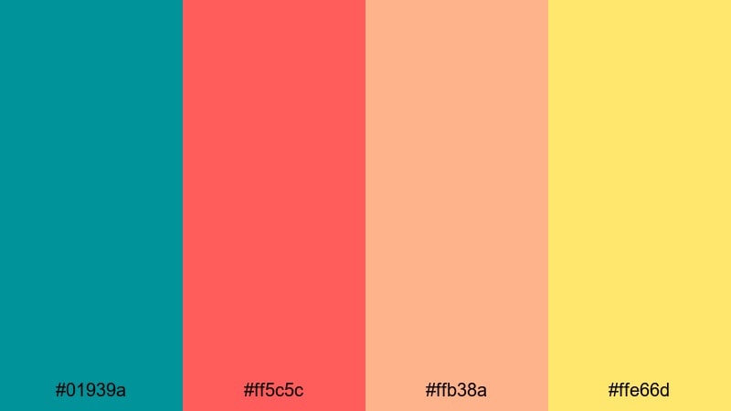 coral reef fiesta teal coral color palette with hex codes
