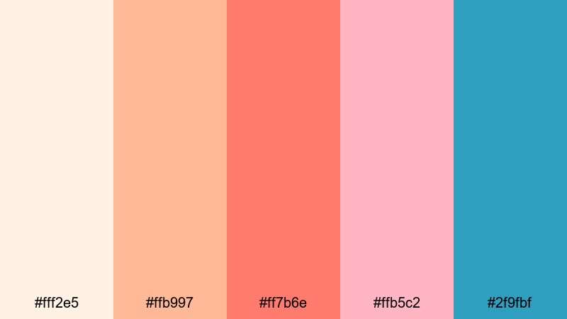 coral reef glow beach color palette with hex codes