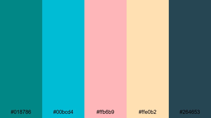 coral reef horizon teal green color palette with hex codes
