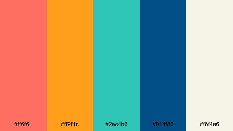 coral reef splash tropical color palette with hex codes