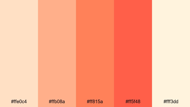 coral shoreline breeze orange peach color palette with hex codes