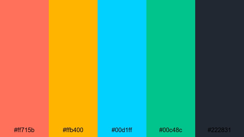 coral surf neon coral reef color palette with hex codes