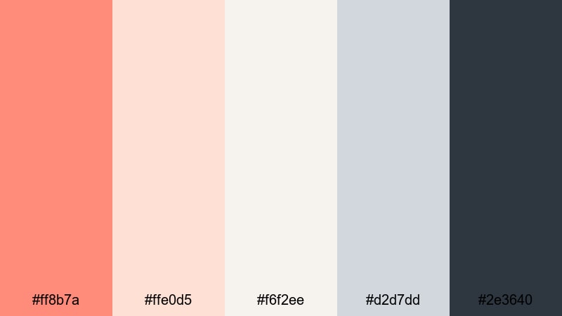 coral workspace clean coral salmon color palette with hex codes