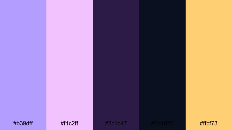 cosmic lavender eclipse lilac lavender color palette with hex codes