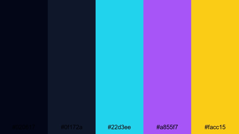 cosmic neon pulse starry sky color palette with hex codes