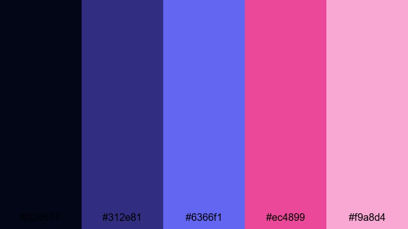 cosmic synth wave gray dark blue color palette with hex codes