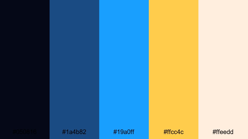 cosmic tide treasure gold dark blue color palette with hex codes