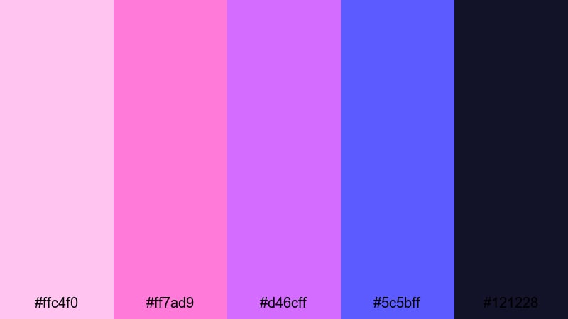 cosmic vaporwave glow pink lavender color palette with hex codes