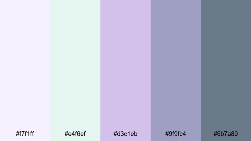 cottagecore morning mist wisteria color palette with hex codes